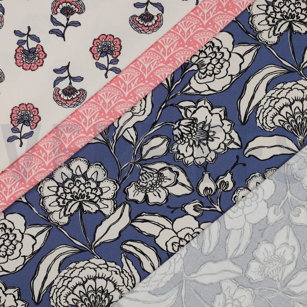 TOILE DÉCORATION FLEURS BLEU #7