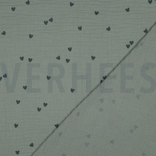 DOUBLE GAUZE SMALL HEARTS NILE #7