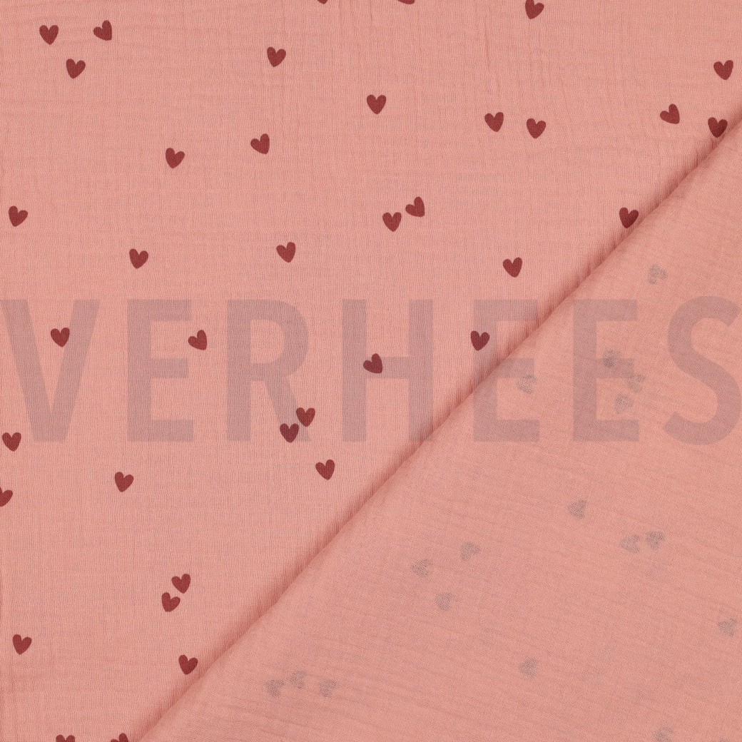 DOUBLE GAUZE KLEINE HARTEN BLUSH #7