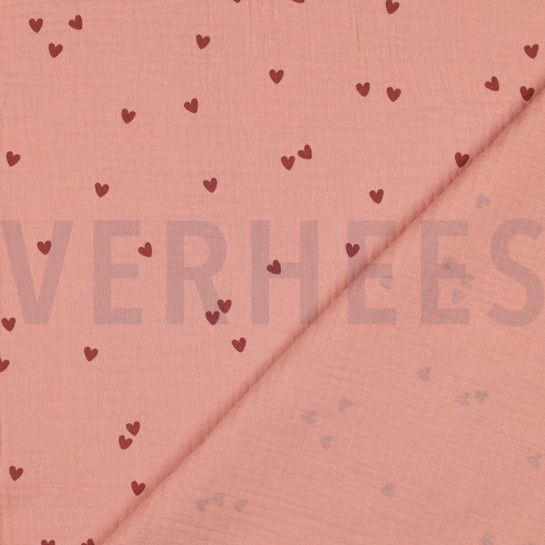 DOUBLE GAUZE KLEINE HARTEN BLUSH #7