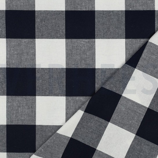 COTTON YARN DYED STRIPES & CHECKS NAVY #7