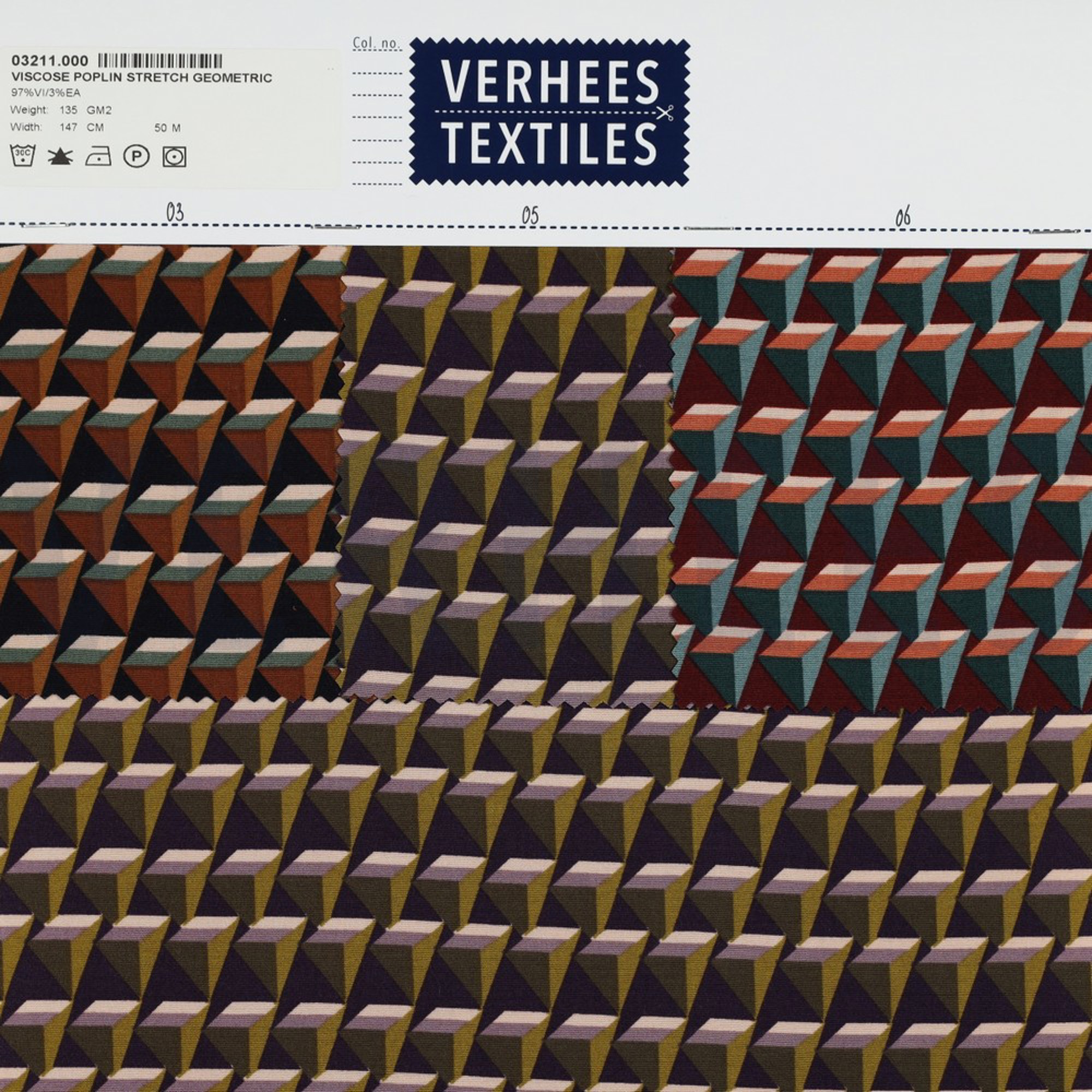 VISCOSE POPLIN STRETCH GEOMETRIC BURGUNDY (high resolution) #4