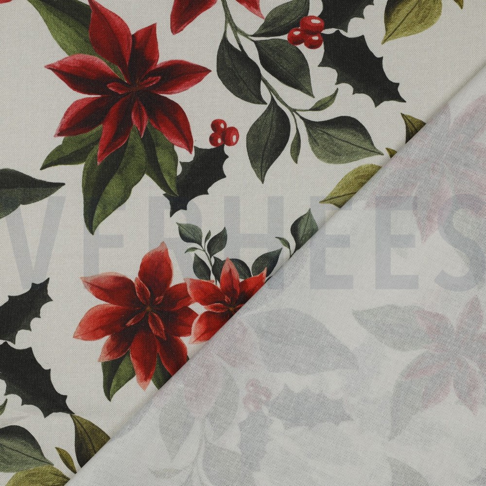 CANVAS DIGITAL CHRISTMAS FLOWERS LINEN LOOK #7