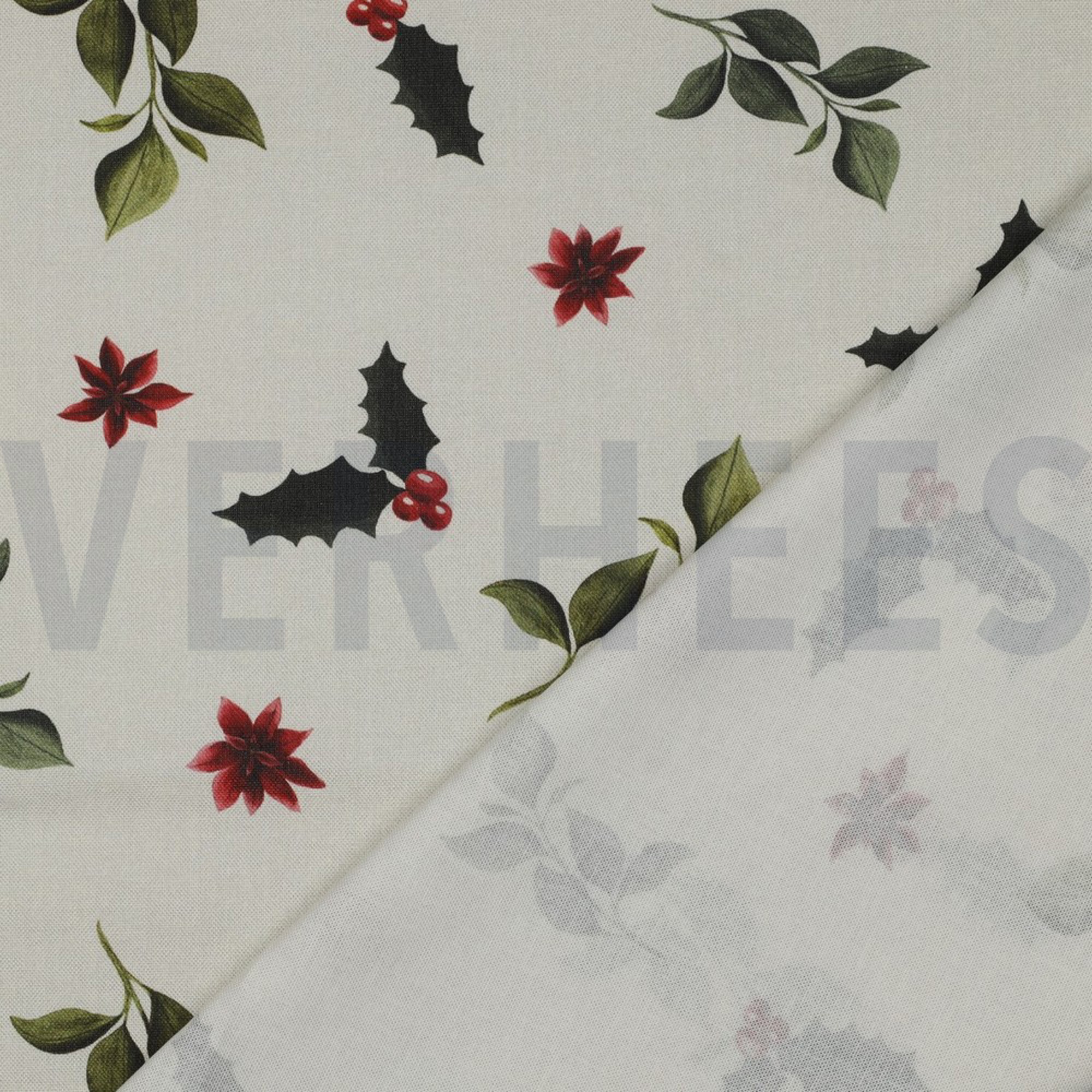 TOILE DÉCORATION DIGITAL FLEURS DE NOËL EFFET LIN (high resolution) #4