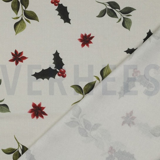 TOILE DÉCORATION DIGITAL FLEURS DE NOËL EFFET LIN #7