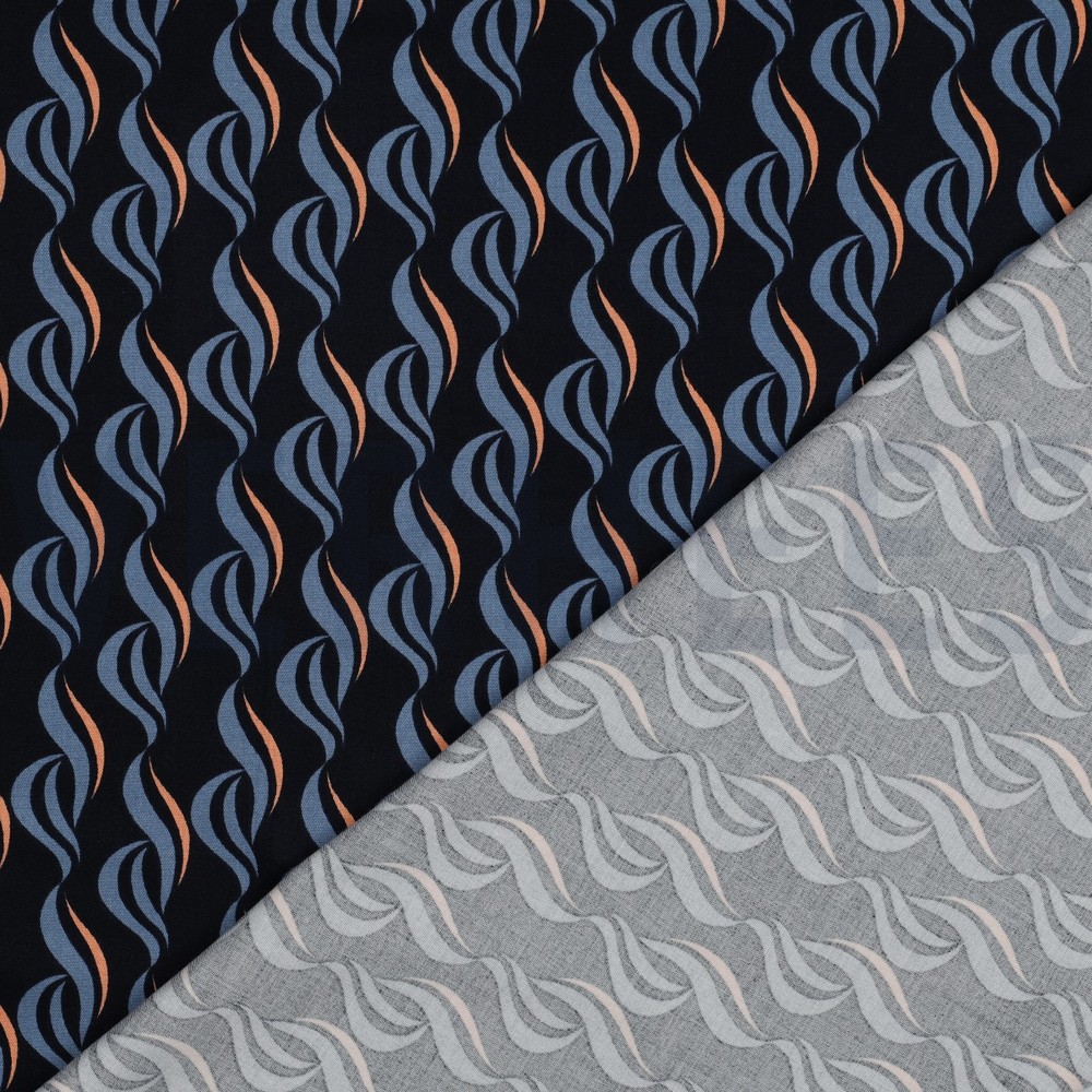 VISKOSE ROSELLA STRETCH ABSTRACT MARINEBLAU #7