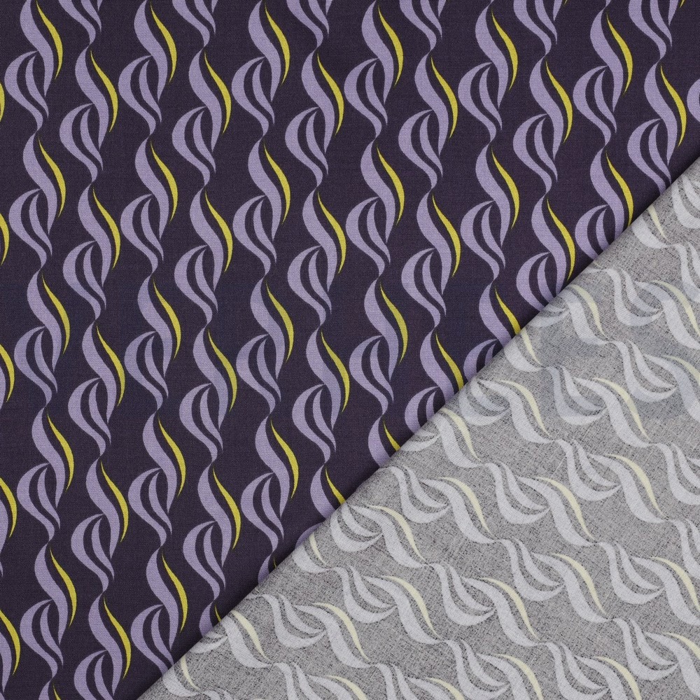 VISKOSE ROSELLA STRETCH ABSTRACT DUNKELVIOLETT #7