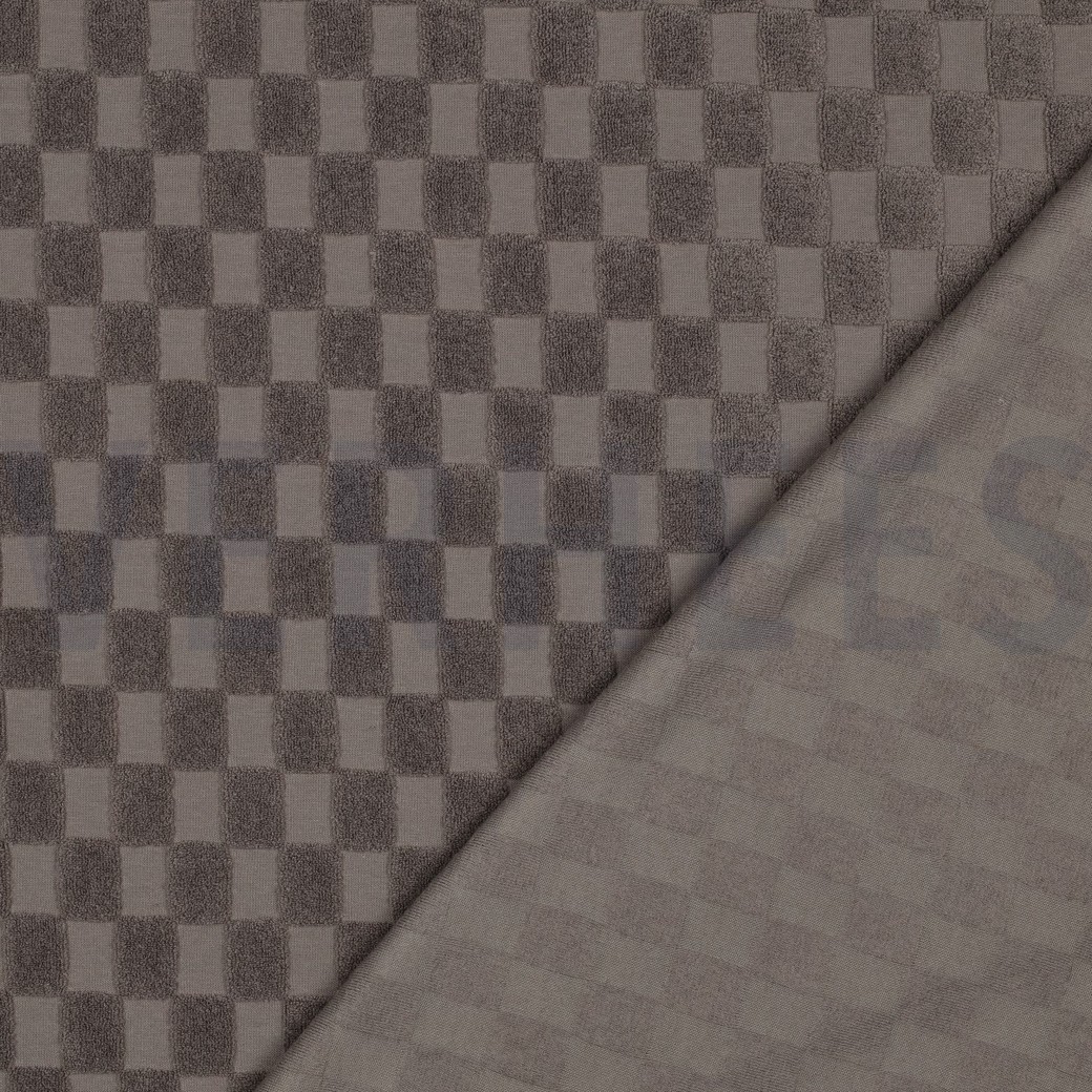 COTTON TOWELLING KNIT CHECKS TAUPE #7