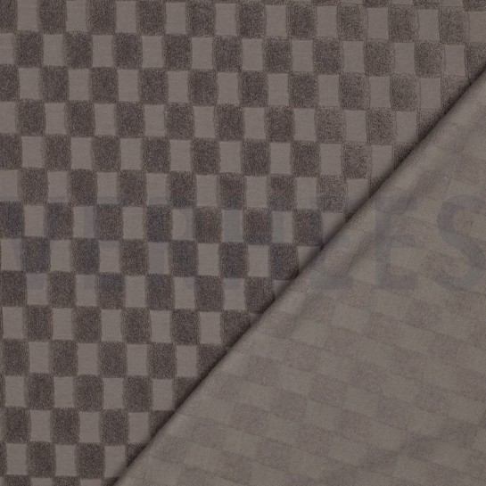 BAUMWOLLE FROTTEE GESTRICKT KAROS TAUPE #7