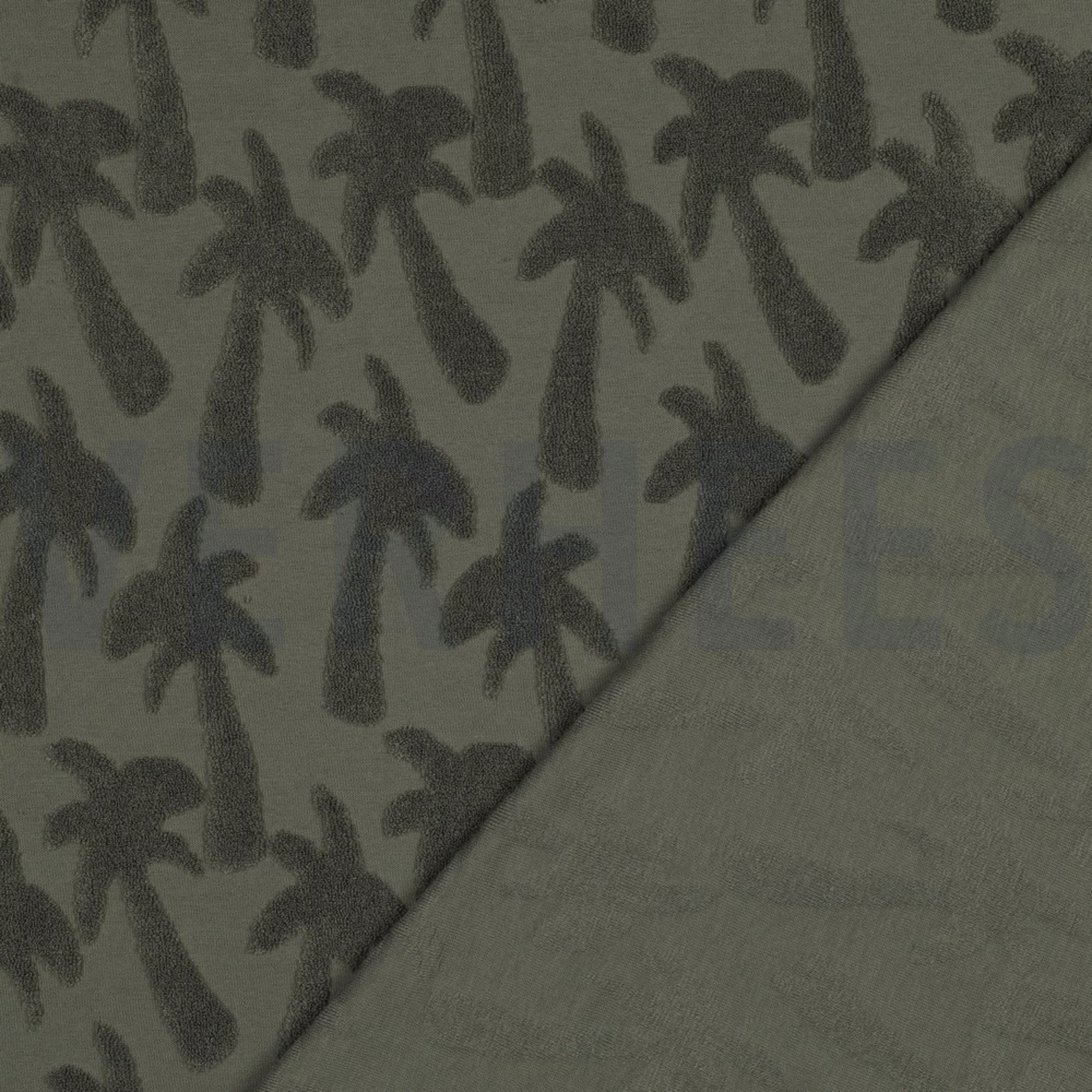 COTTON TOWELLING KNIT PALMTREES ARMY GREEN (high resolution) #4