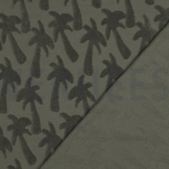 COTTON TOWELLING KNIT PALMTREES ARMY GREEN #7