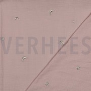 DOUBLE GAUZE EMBROIDERY STERREN ZACHTROZE/OUDROZE (thumbnail) #4