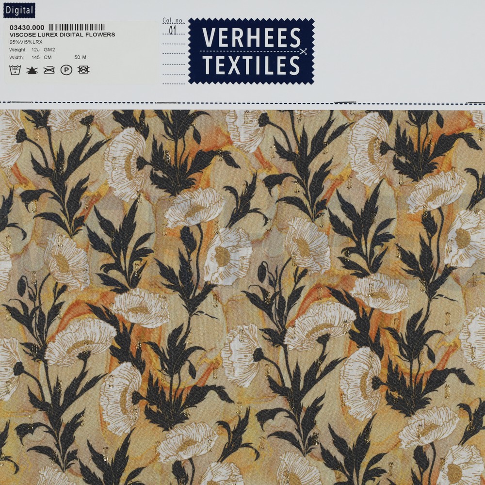 VISCOSE LUREX DIGITAL FLOWERS OCHRE #7