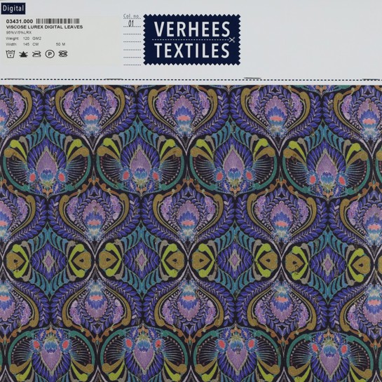 VISCOSE LUREX DIGITAL LEAVES PURPLE #7