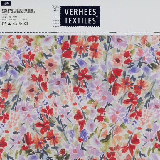 COTON VOILE DIGITAL FLEURS VIOLET #7
