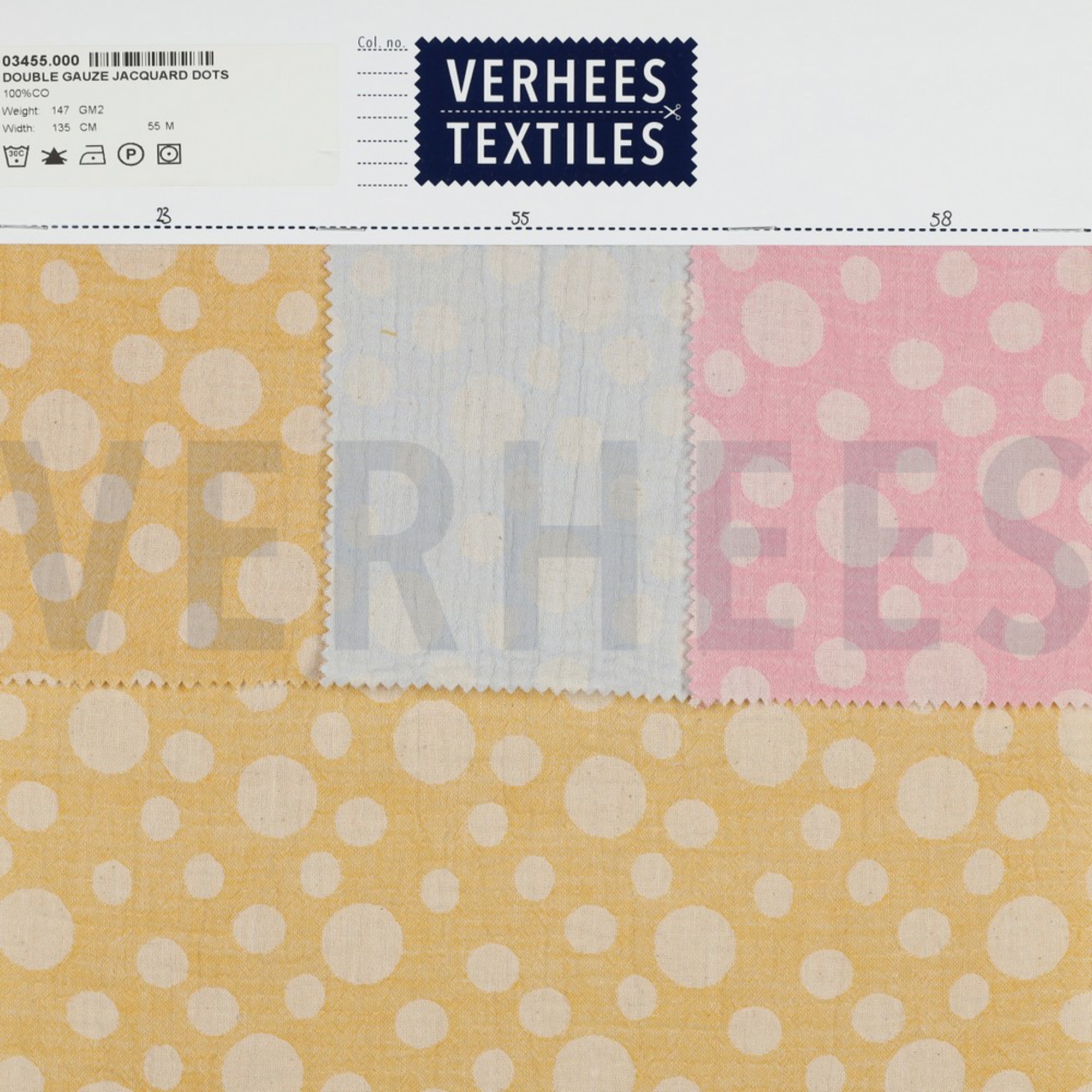 DOUBLE GAUZE JACQUARD DOTS DARK YELLOW (high resolution) #4