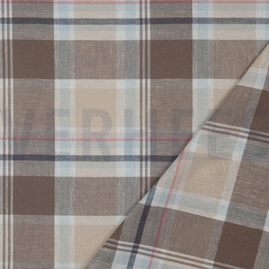 LEINEN VISKOSE GARNGEFÄRBTE KAROS TAUPE #7