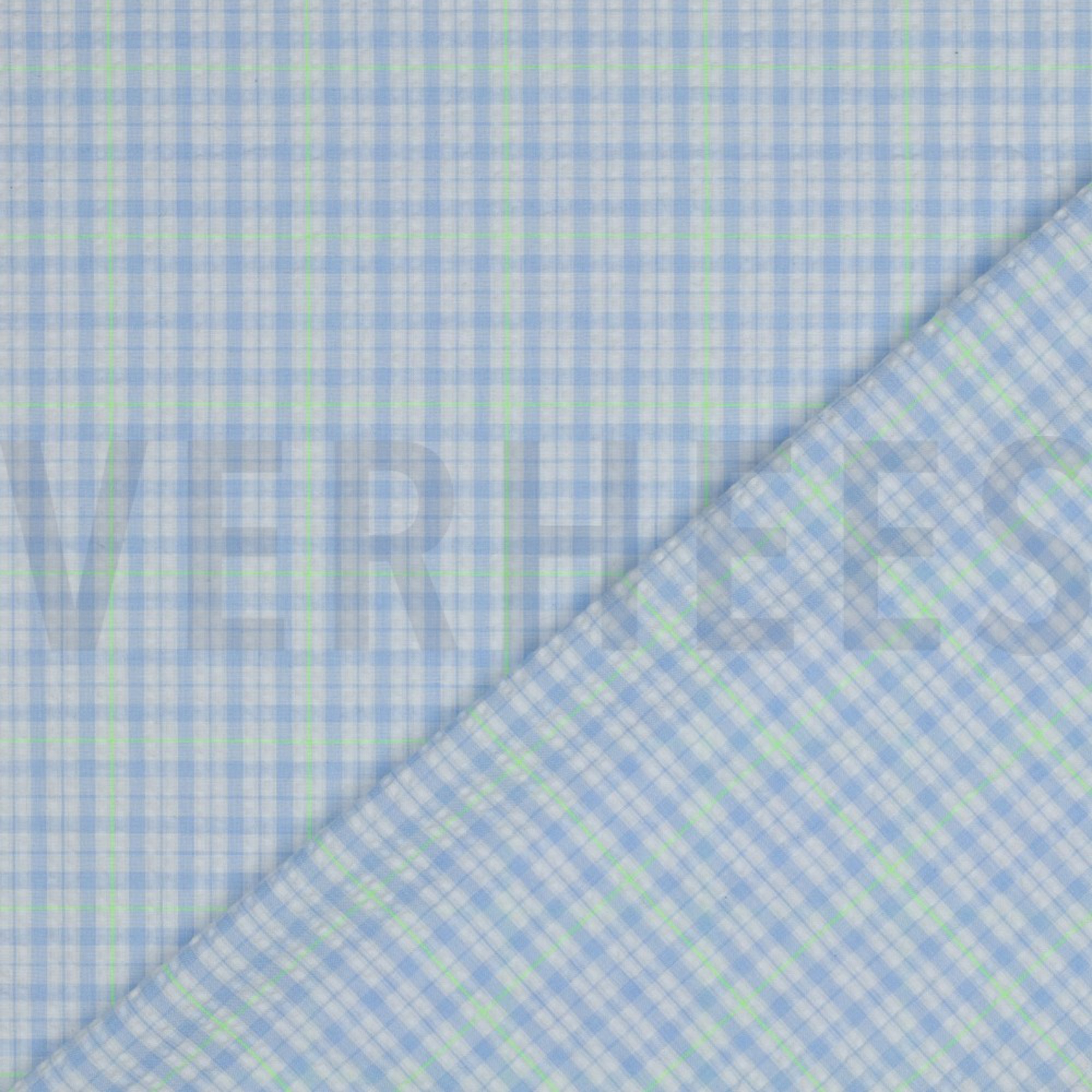 COTTON SEERSUCKER NEON CHECKS LIGHT BLUE (high resolution) #4