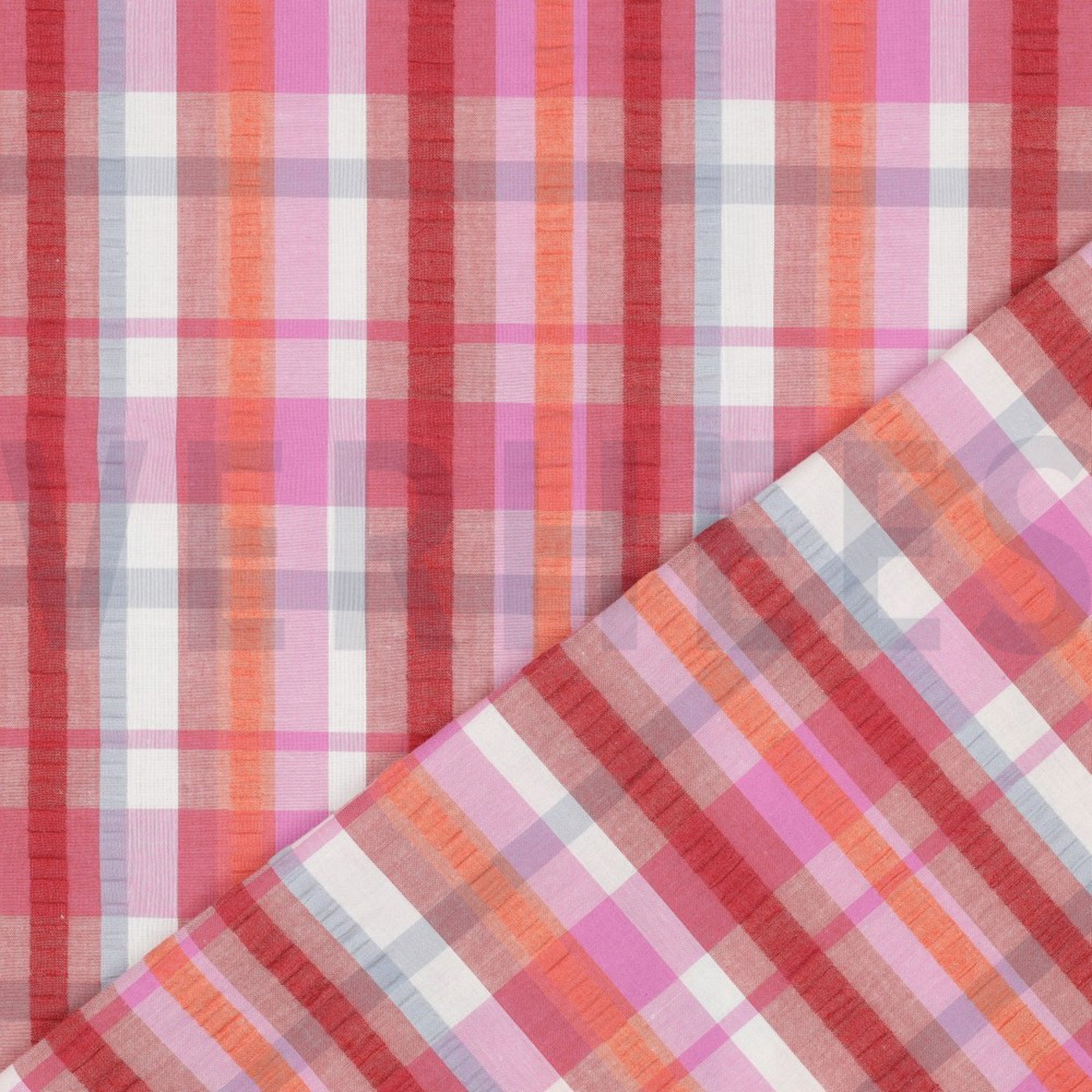 COTON SEERSUCKER TEINT FIL CARREAUX ROSE (high resolution) #4