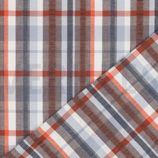 COTTON SEERSUCKER YARN DYED CHECKS BLUE #7