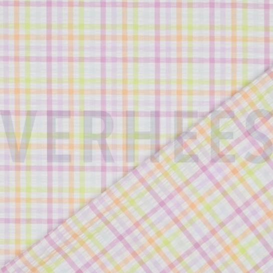 KATOEN SEERSUCKER GARENGEVERFD RUITEN MULTI #7