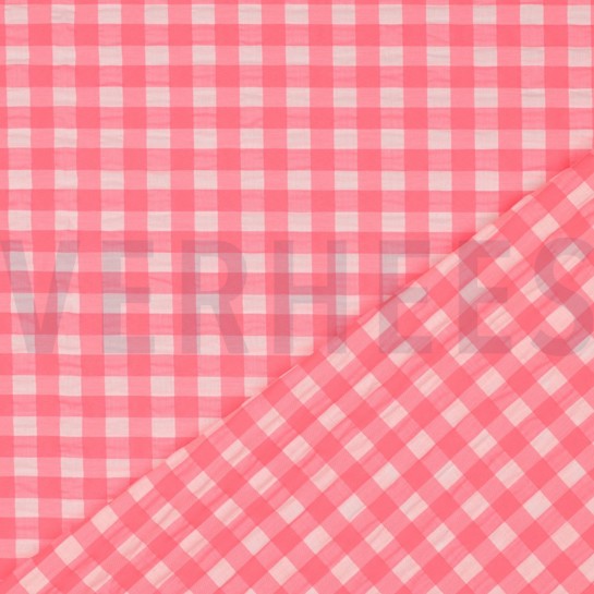 COTON TEINT FIL NÉON CARREAUX ROSE #7