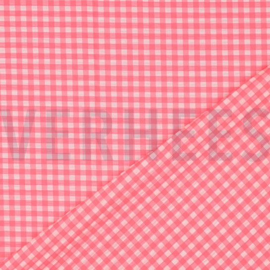 KATOEN GARENGEVERFD NEON RUITEN ROZE #7