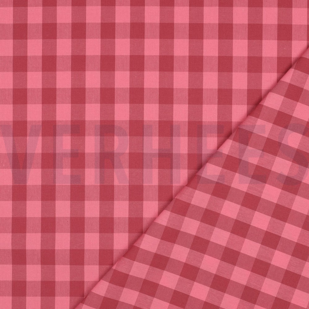 KATOEN GARENGEVERFD RUITEN MAUVE / BORDEAUXROOD #7