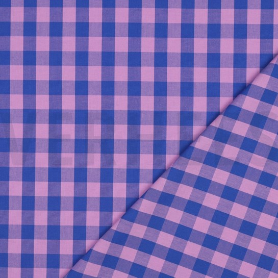 KATOEN GARENGEVERFD RUITEN LAVENDEL/BLAUW #7