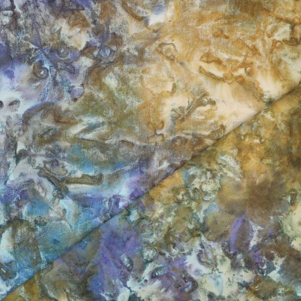 HANDGEMAAKTE BATIK KATOEN GOUD/LAVENDEL #7