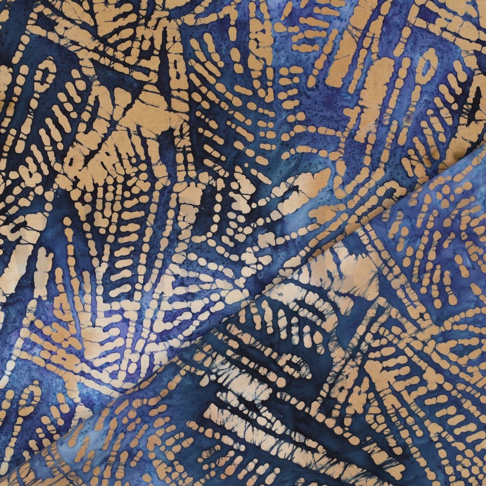 HANDGEMAAKTE BATIK KATOEN MARINEBLAUW #7