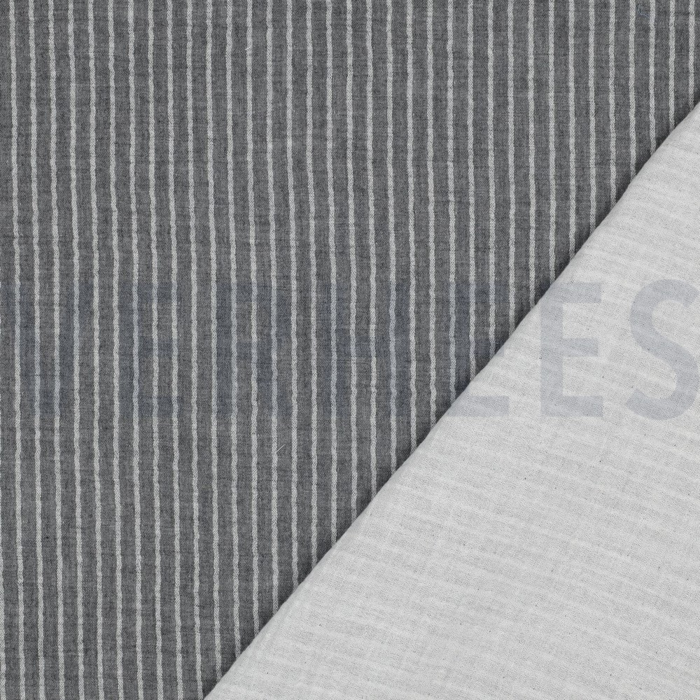 DOUBLE GAUZE YARN DYED STRIPES GREY #7
