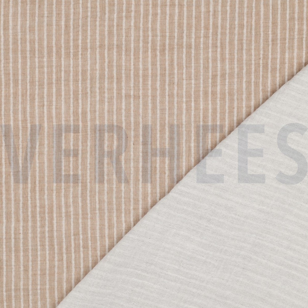 MUSSELIN GARNGEFÄRBT STREIFEN TAUPE #7