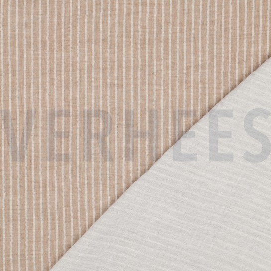MUSSELIN GARNGEFÄRBT STREIFEN TAUPE #7