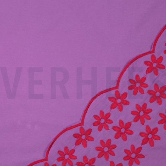 COTTON EMBROIDERY ONE-SIDE BORDER PURPLE/RED #7