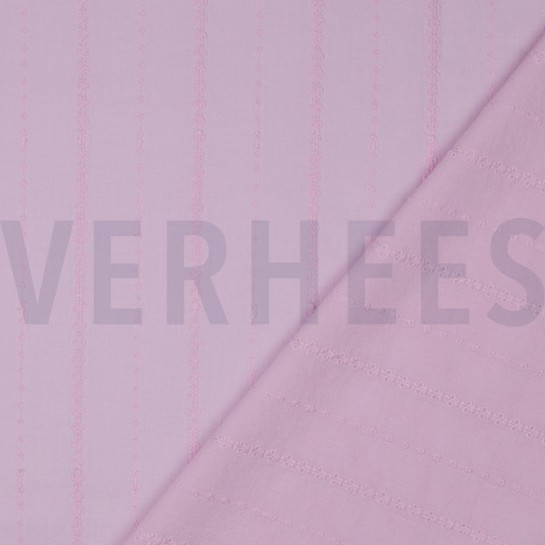 KATOEN VOILE EMBROIDERY STREPEN LILA #7