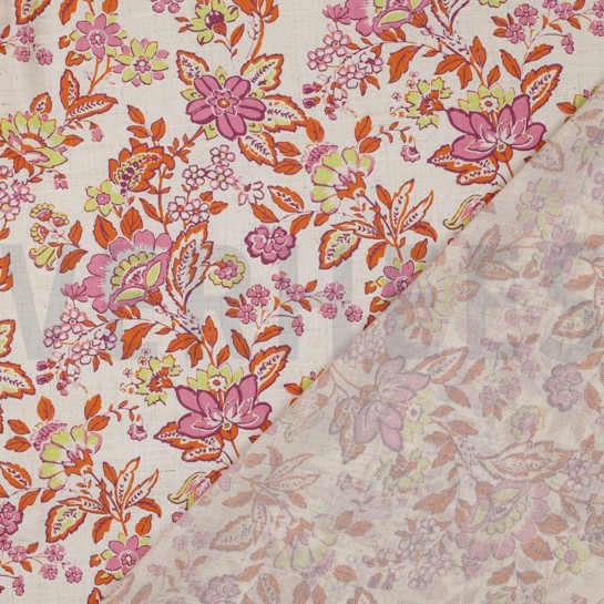 LINNEN VISCOSE DIGITAAL BLOEMEN ECRU #7