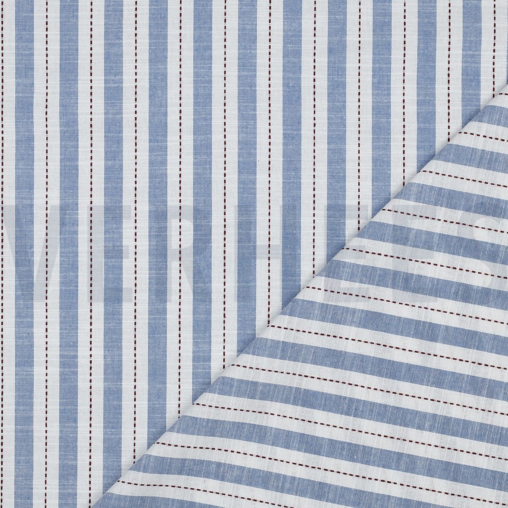 KATOEN GARENGEVERFD STREPEN BLAUW #7