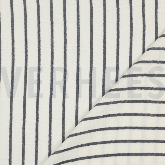 DOUBLE GAUZE YARN DYED STRIPES NAVY #7