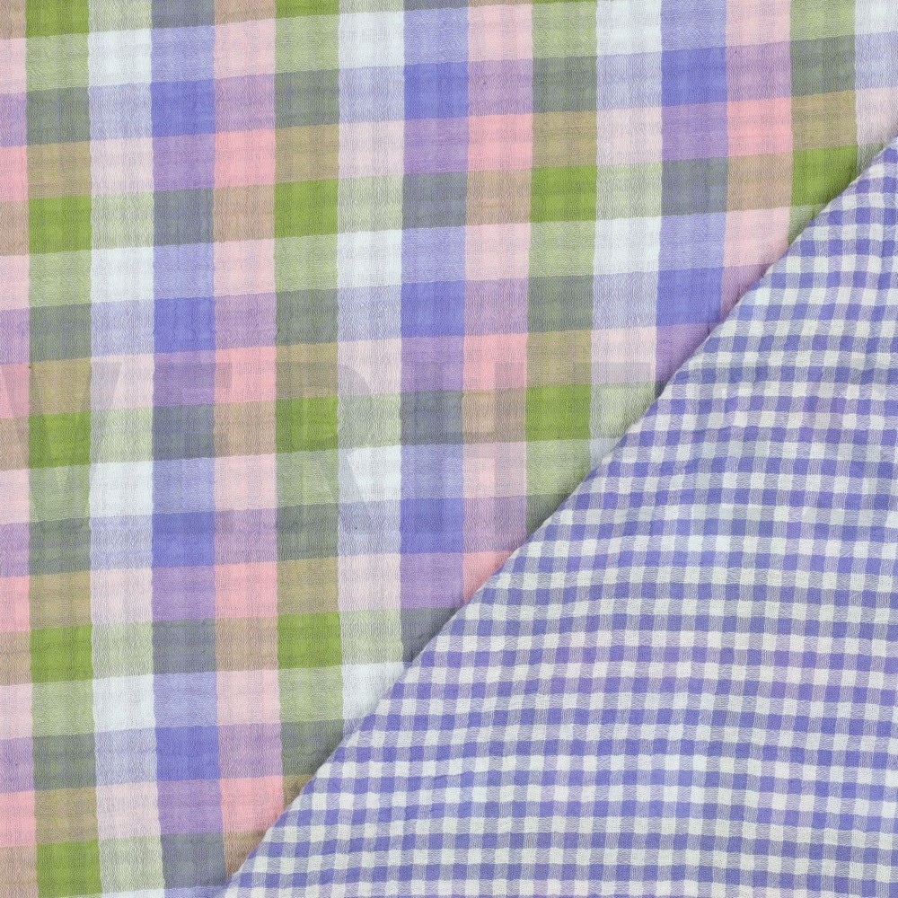 DOUBLE GAUZE DOUBLE SIDED CHECKS LIGHT PINK/LAVENDER #7
