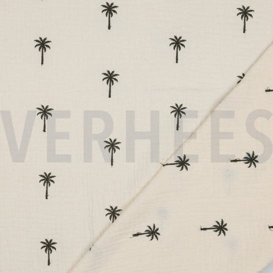 MUSSELIN STICKEREI PALMEN NATURAL GEWASCHEN #7