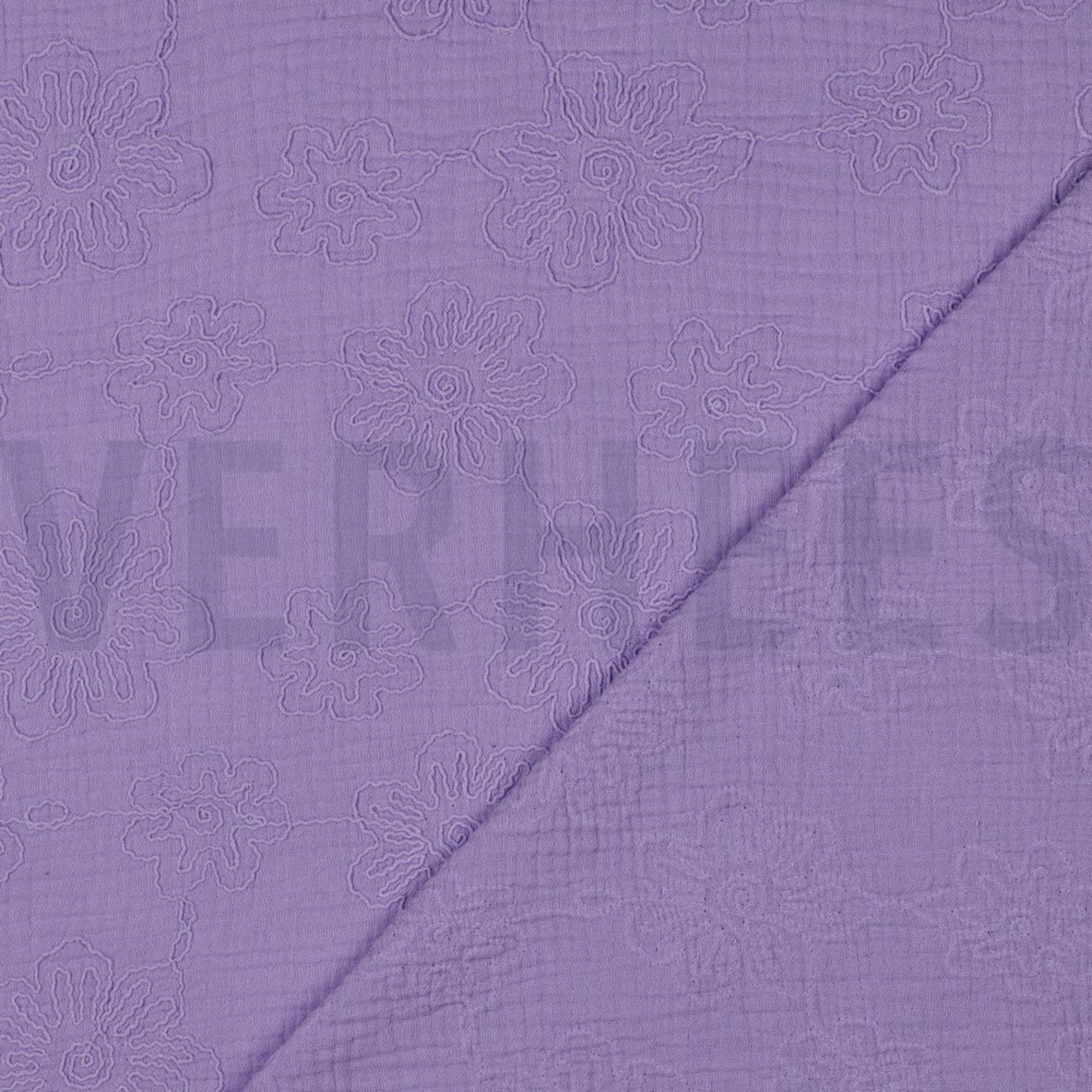 DOUBLE GAUZE EMBROIDERY BLOEMEN LILA (high resolution) #4