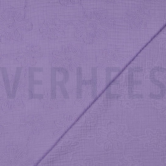 DOUBLE GAUZE EMBROIDERY BLOEMEN LILA #7
