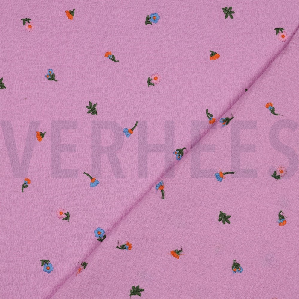DOUBLE GAUZE EMBROIDERY BLOEMEN LICHTROZE #7
