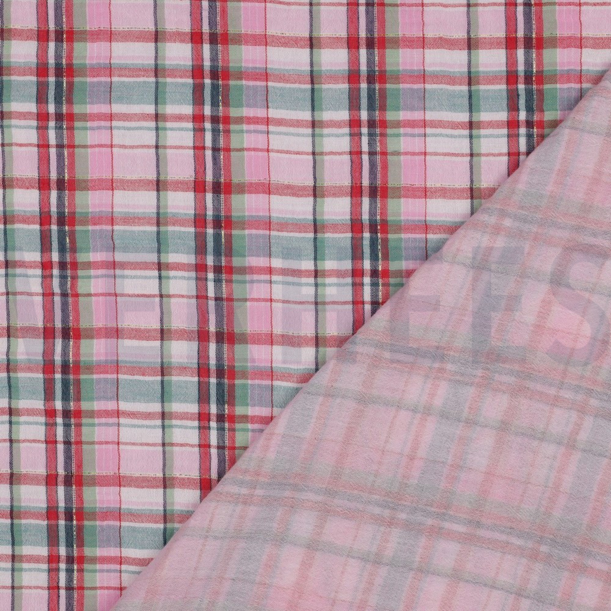 DOUBLE GAUZE GARENGEVERFD RUITEN MULTI/LICHTROZE (high resolution) #4