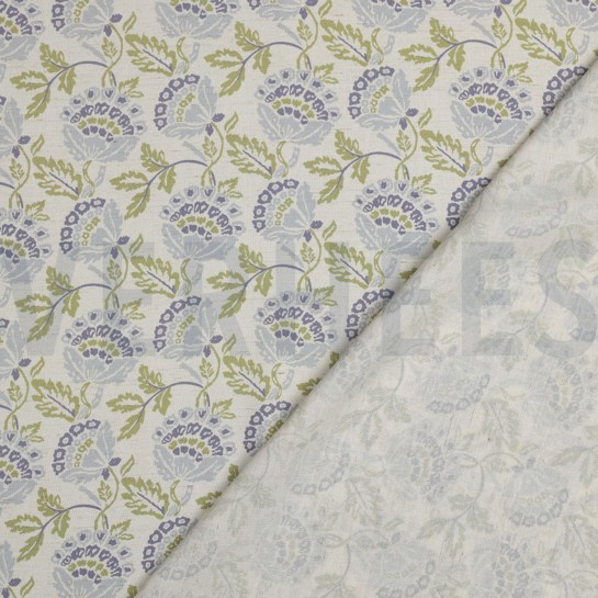 LIN VISCOSE DIGITAL FLEURS ÉCRU #7