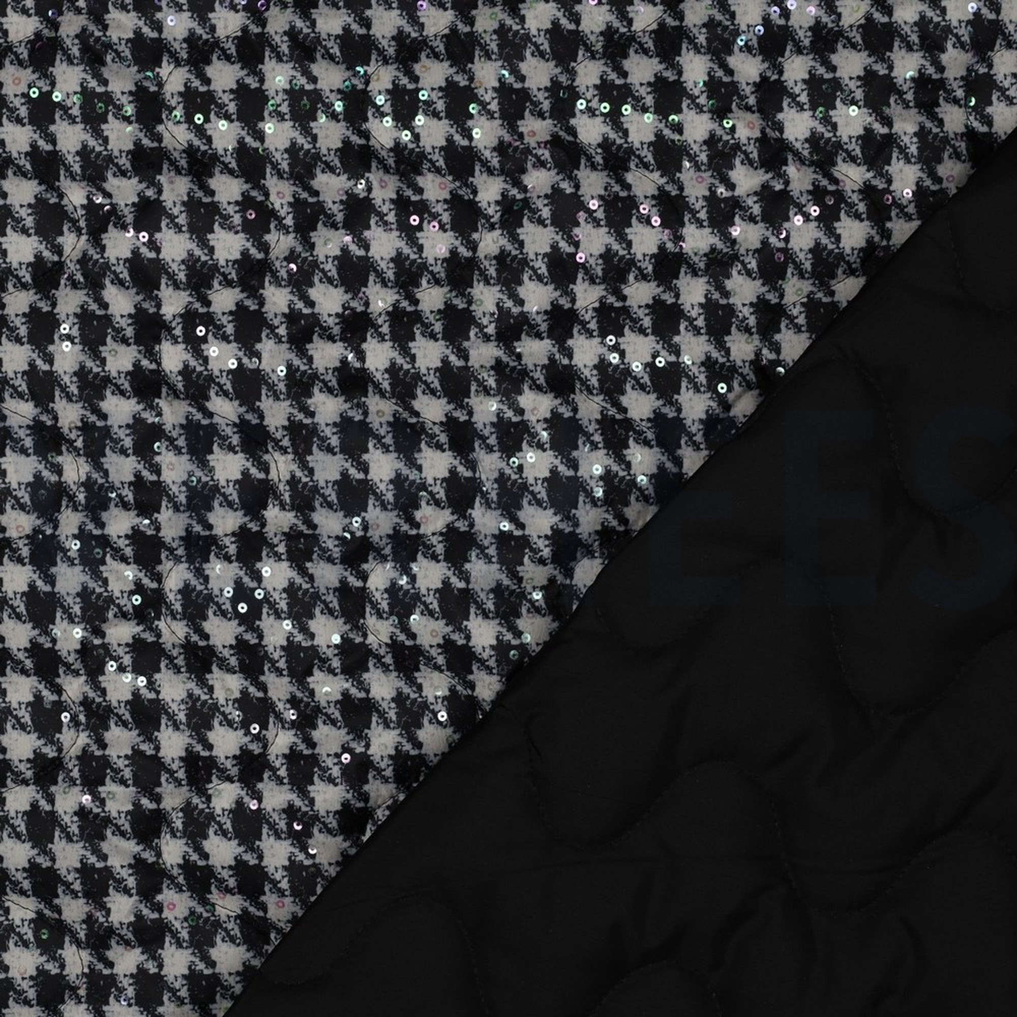 GEWATTEERD PIED DE POULE FOLIE PAILLETES ZWART/WIT (high resolution) #4