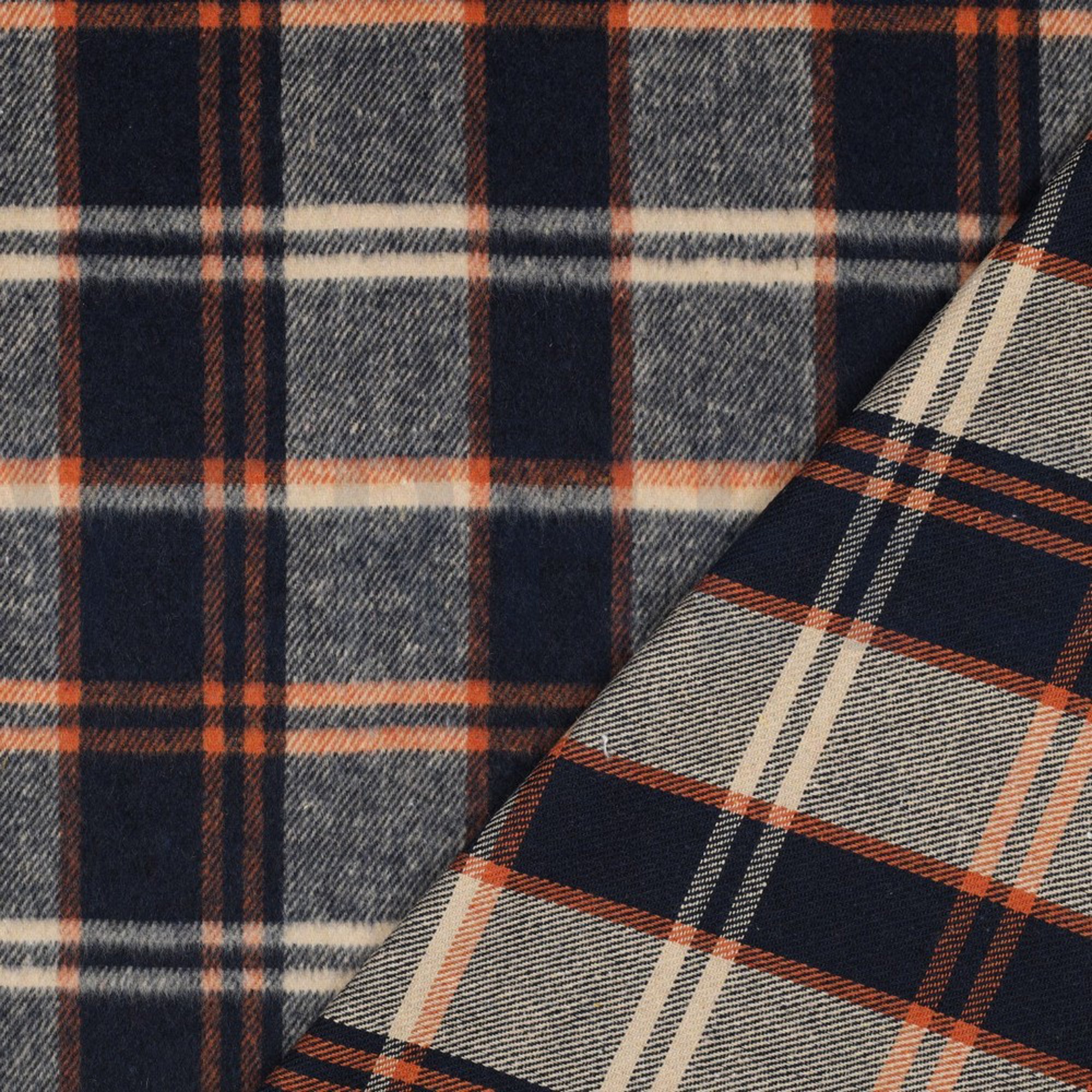 GEBÜRSTETER MANTELSTOFF GARNGEFÄRBT KAROS MARINEBLAU (high resolution) #4