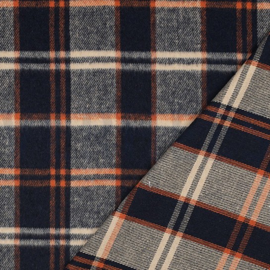 GEBÜRSTETER MANTELSTOFF GARNGEFÄRBT KAROS MARINEBLAU #7