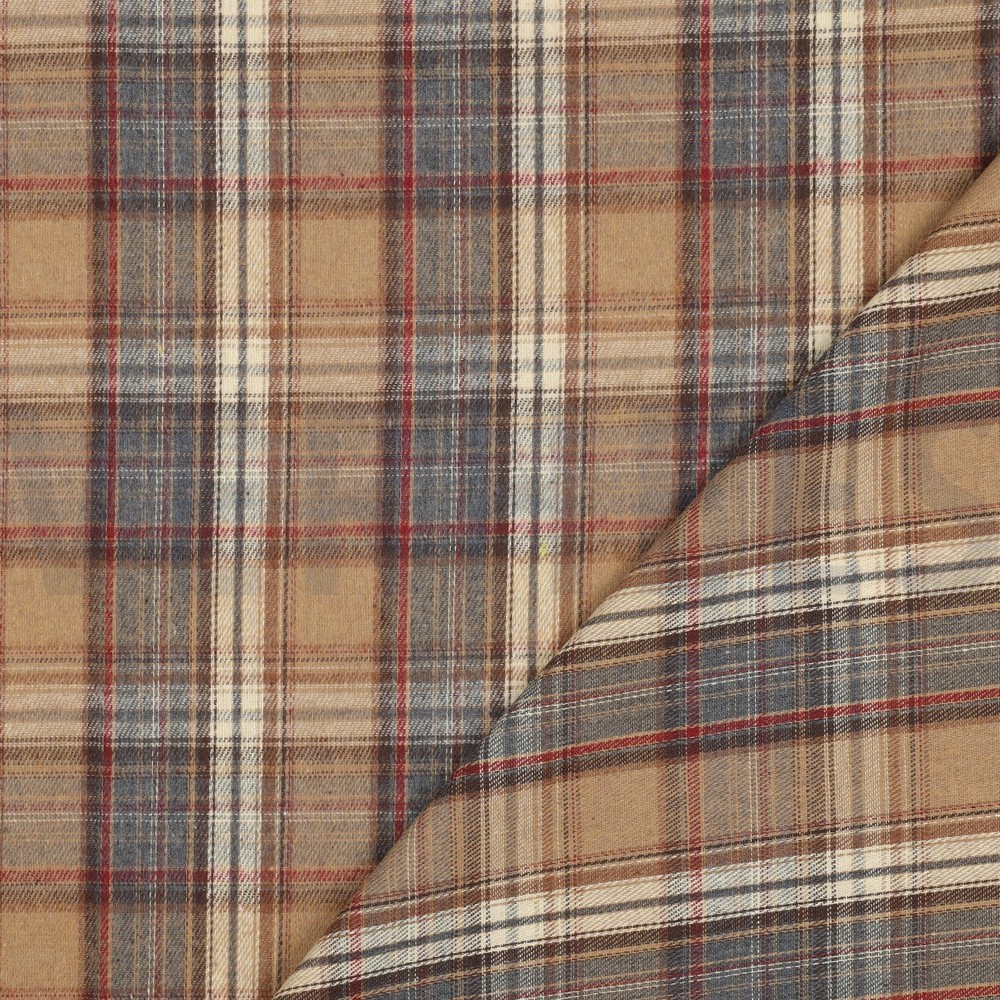 GEBORSTELDE MANTELSTOF GARENGEVERFD RUITEN BEIGE #7